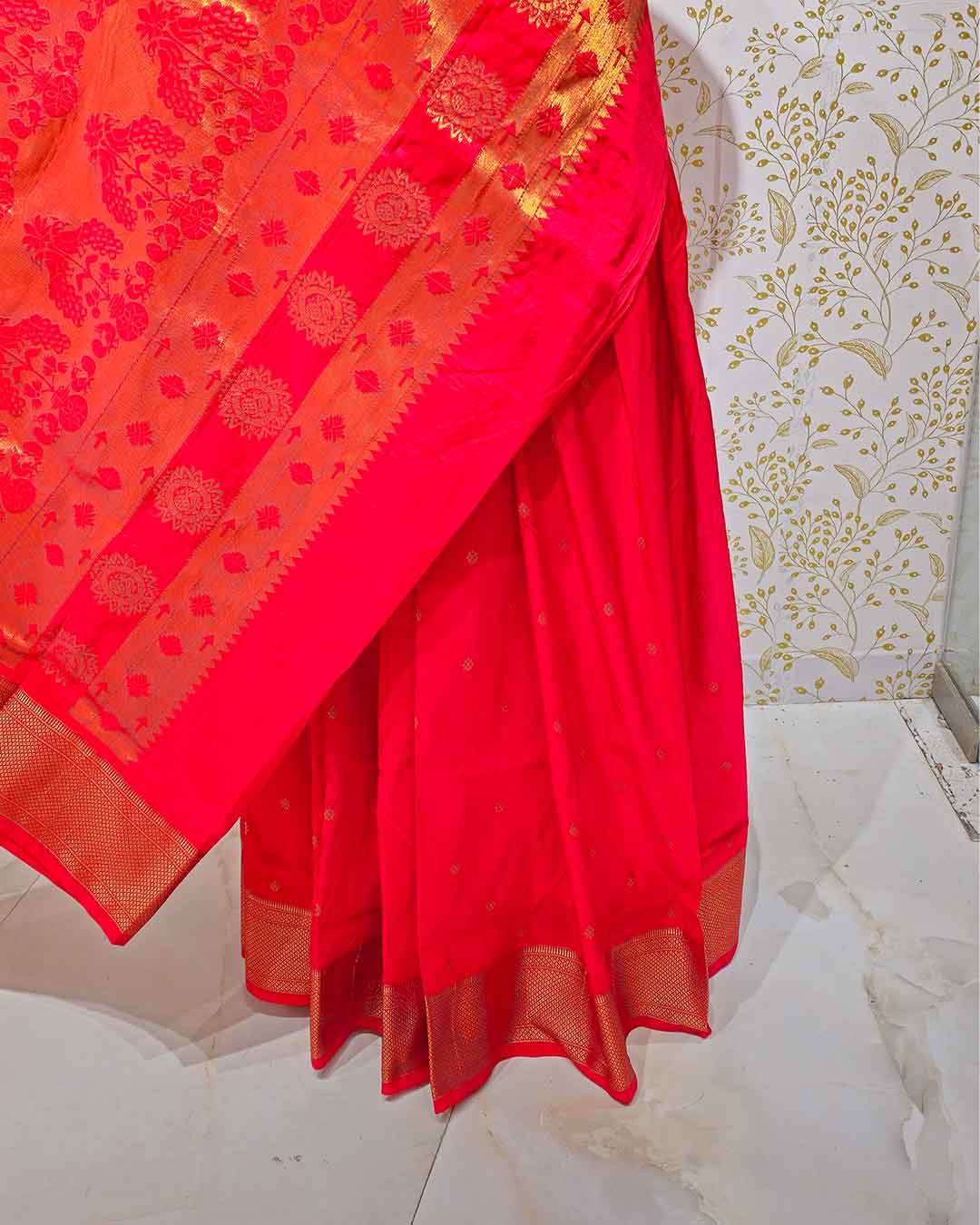 Copper Paithani Silk Saree Premium Soft Silk with Zari Border & Brocade Pallu