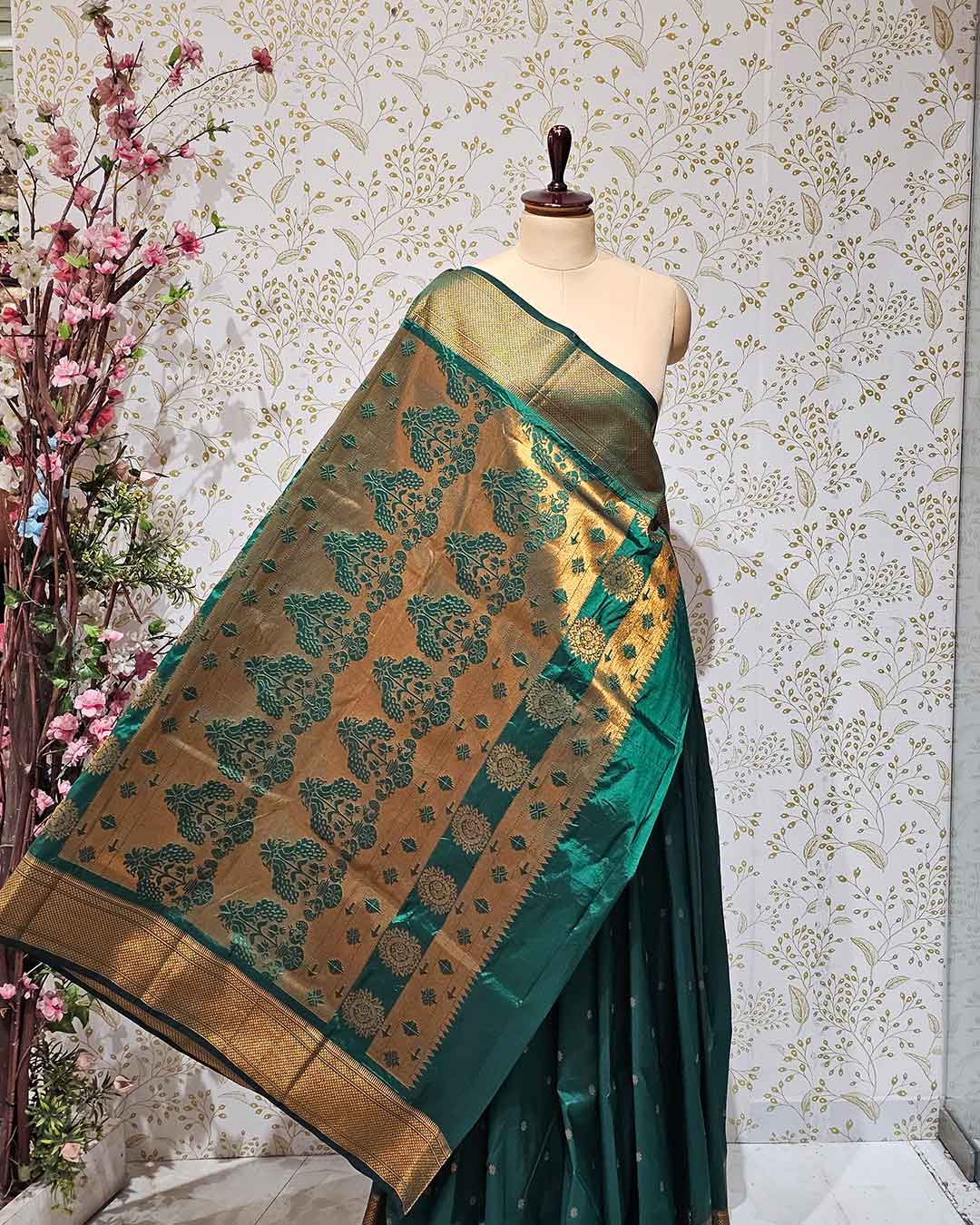 Copper Paithani Silk Saree Premium Soft Silk with Zari Border & Brocade Pallu