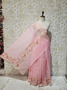 Kota Doriya Saree Floral Resham Embroidery Border with Designer Pallu