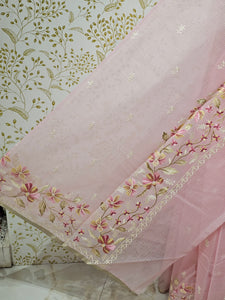 Kota Doriya Saree Floral Resham Embroidery Border with Designer Pallu