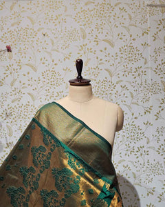 Copper Paithani Silk Saree Premium Soft Silk with Zari Border & Brocade Pallu