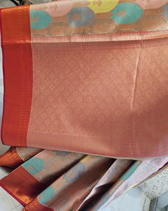 Banarasi Tissue Saree Copper Designer Border with Rangkat Design & Brocade Pallu