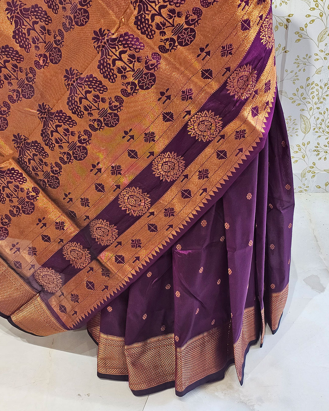 Copper Paithani Silk Saree Premium Soft Silk with Zari Border & Brocade Pallu
