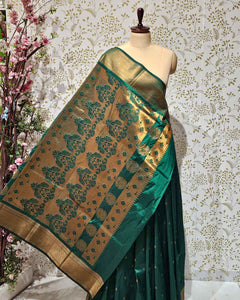 Copper Paithani Silk Saree Premium Soft Silk with Zari Border & Brocade Pallu
