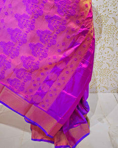 Copper Paithani Silk Saree Premium Soft Silk with Zari Border & Brocade Pallu