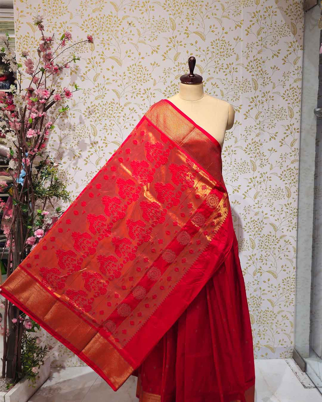 Copper Paithani Silk Saree  Premium Soft Silk with Zari Border & Brocade Pallu