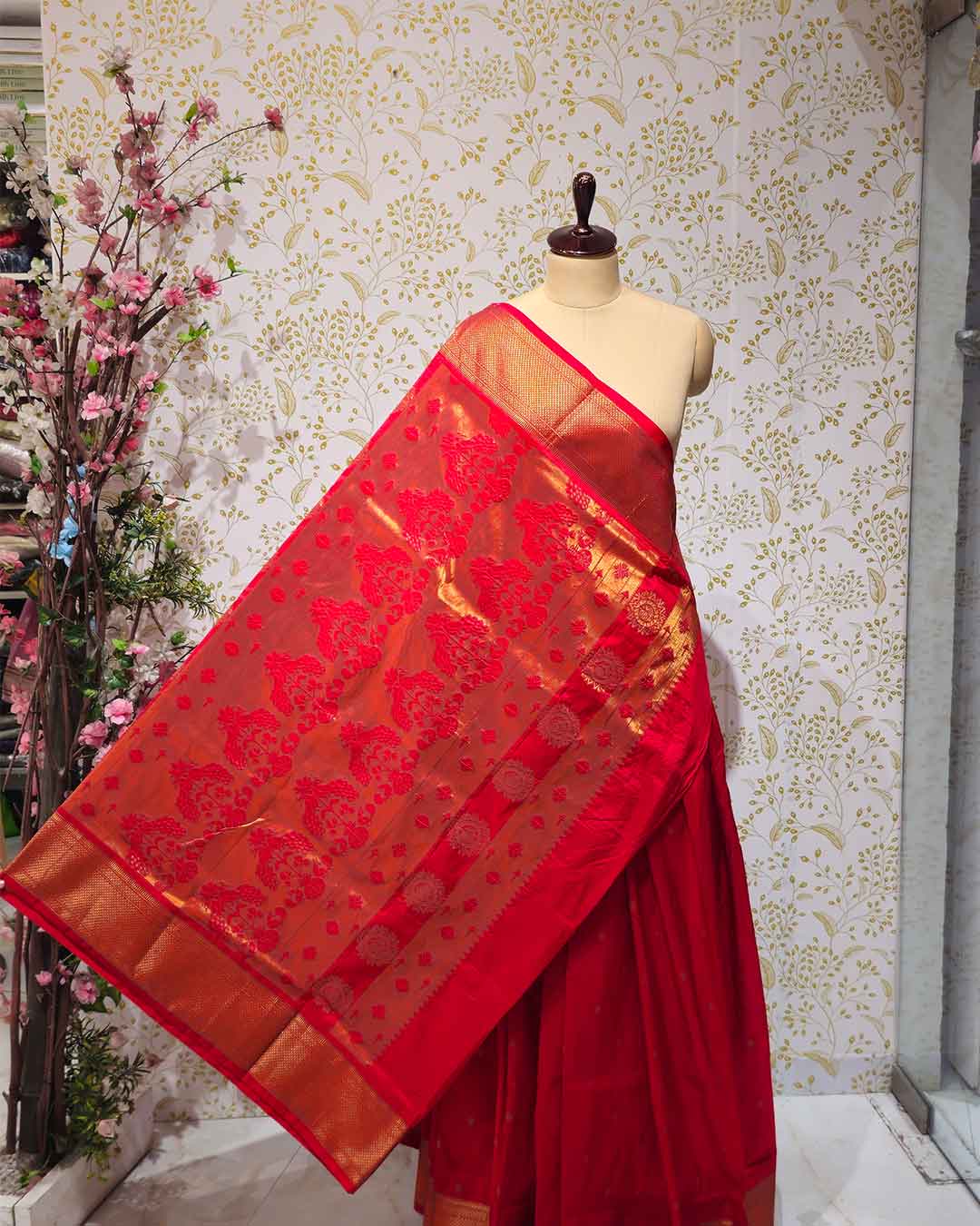 Copper Paithani Silk Saree  Premium Soft Silk with Zari Border & Brocade Pallu
