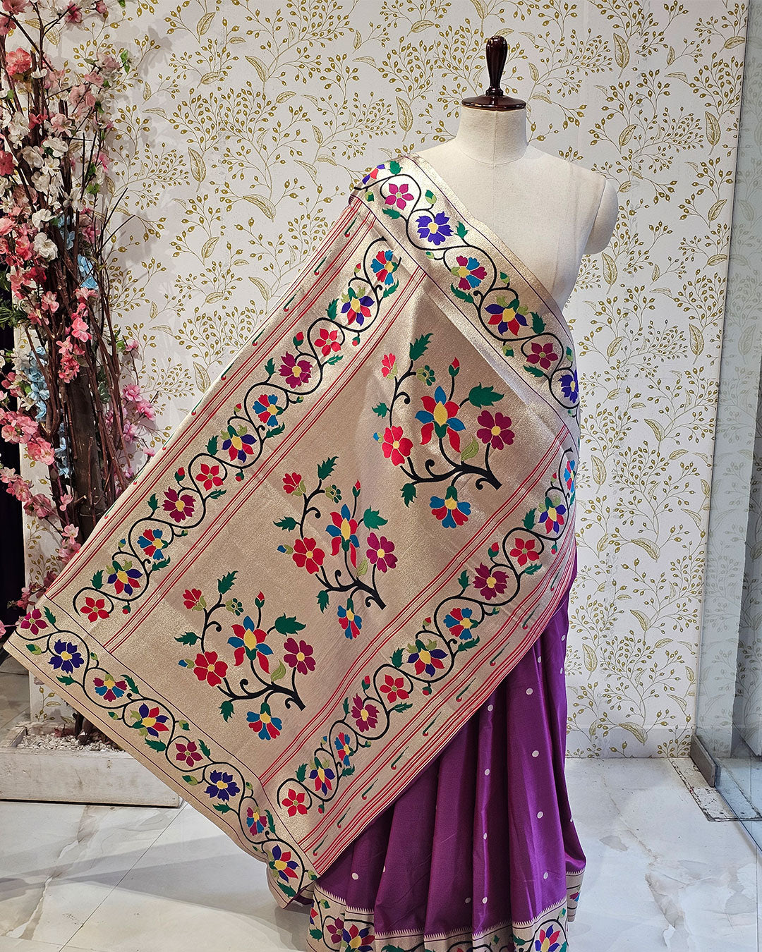lotus paithani sari