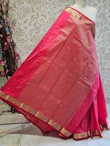 Silk Kanjivaram Saree  Light Gold Jari Butti Pattern with Karvati Border & Brocade Pallu