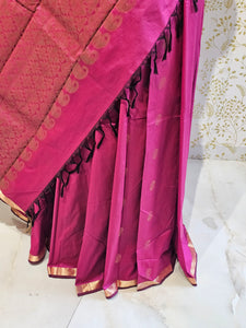 Kanjivaram Silk Saree  Light Gold Jari Butti with Small Border & Brocade Pallu