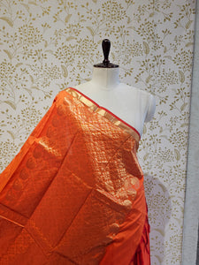 Kanjivaram Silk Saree  Light Gold Jari Butti with Small Border & Brocade Pallu