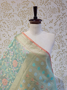 Banarasi Tissue Organza Saree Floral Resham & Zari Jaal with Meenakari Detailing