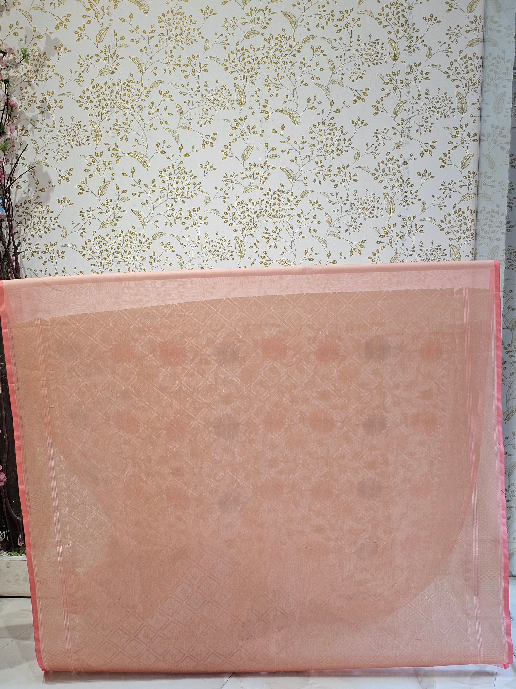 Banarasi Tissue Organza Saree Floral Resham & Zari Jaal with Meenakari Detailing