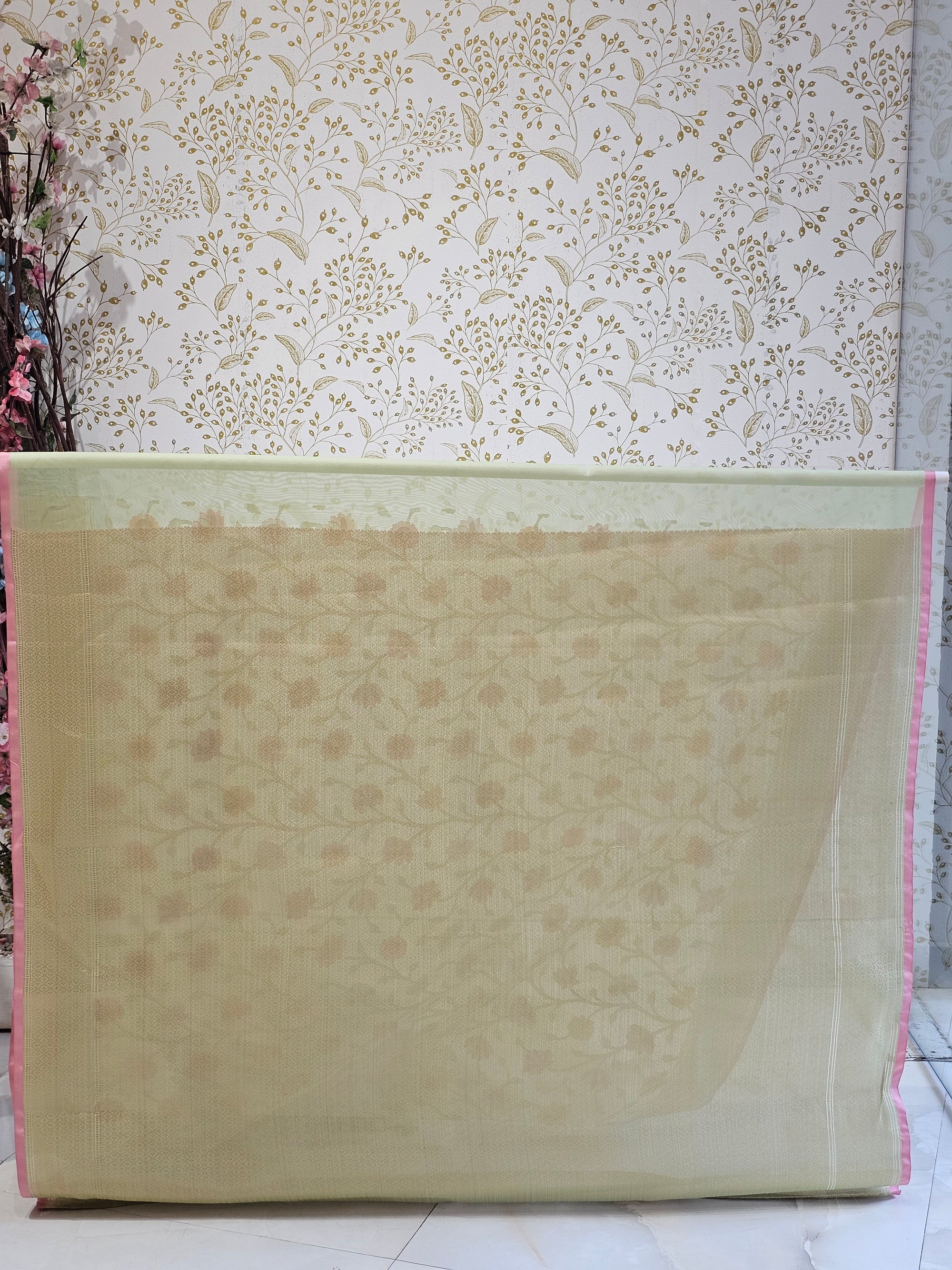 Banarasi Tissue Organza Saree Floral Resham & Zari Jaal with Meenakari Detailing
