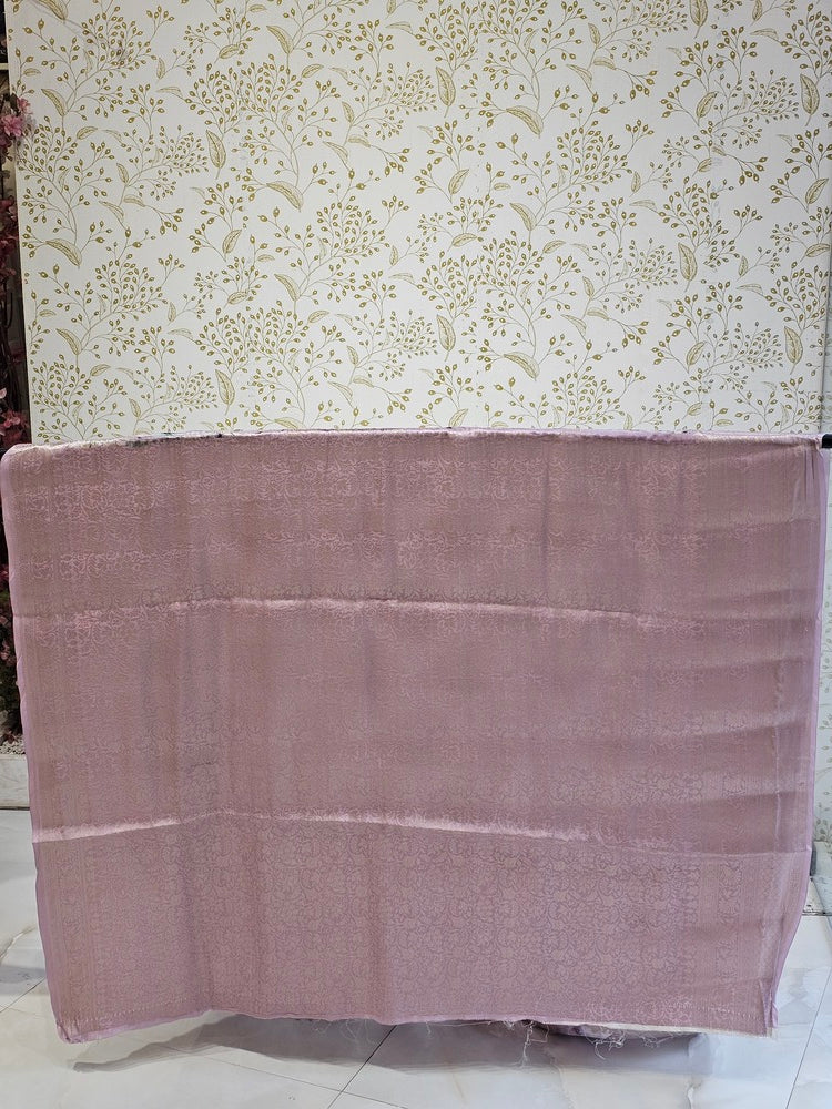 Printed Tussar Silk Saree Digital Floral Print with Silver Banarasi Border & Pallu