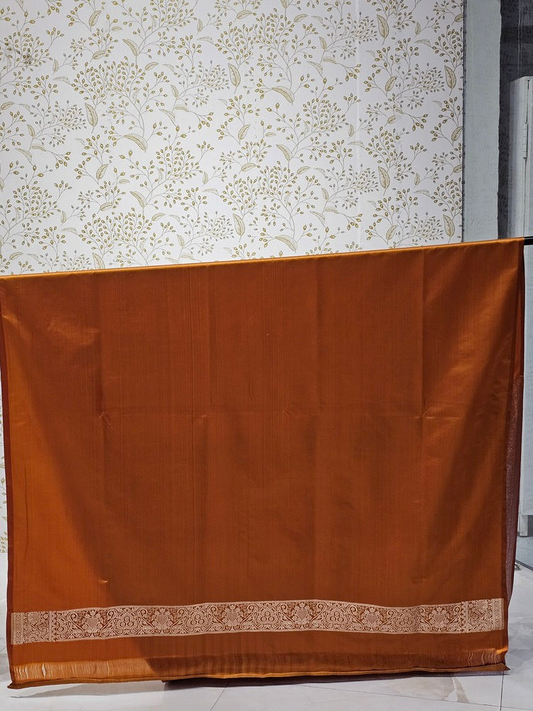 Satin Banarasi Silk Saree  Golden Jaal Work with Jari Brocade Pallu