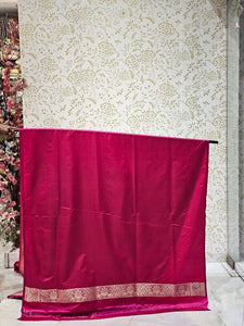 Satin Banarasi Silk Saree  Golden Jaal Work with Jari Brocade Pallu