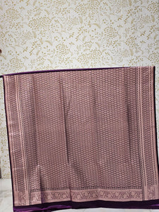 Satin Banarasi Silk Saree  Medium Jaal Work with Golden Jari Brocade Pallu