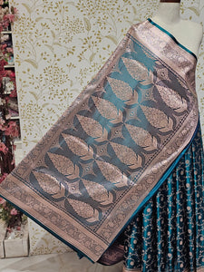 Satin Banarasi Silk Saree  Medium Jaal Work with Golden Jari Brocade Pallu