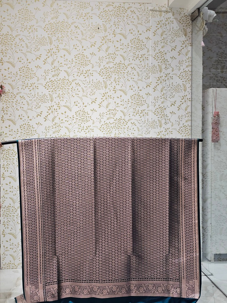 Satin Banarasi Silk Saree  Medium Jaal Work with Golden Jari Brocade Pallu