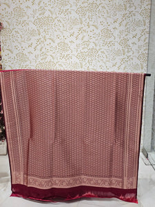 Satin Banarasi Silk Saree  Medium Jaal Work with Golden Jari Brocade Pallu