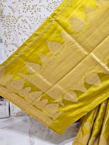 Satin Banarasi Silk Saree  Medium Jaal with Golden Jari Brocade Pallu