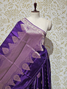 Satin Banarasi Silk Saree  Medium Jaal with Golden Jari Brocade Pallu