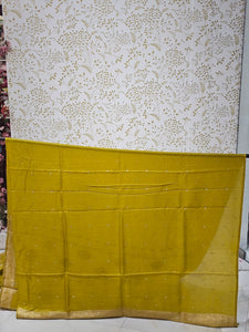 Satin Banarasi Silk Saree  Medium Jaal with Golden Jari Brocade Pallu