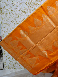 Satin Banarasi Silk Saree  Medium Jaal with Golden Jari Brocade Pallu