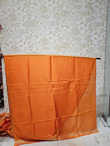 Satin Banarasi Silk Saree  Medium Jaal with Golden Jari Brocade Pallu