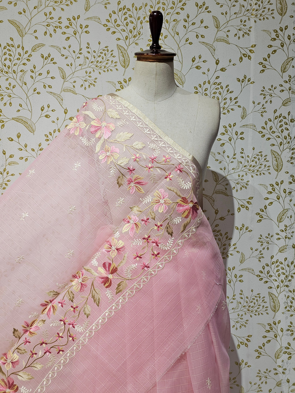 Kota Doriya Saree Floral Resham Embroidery Border with Designer Pallu