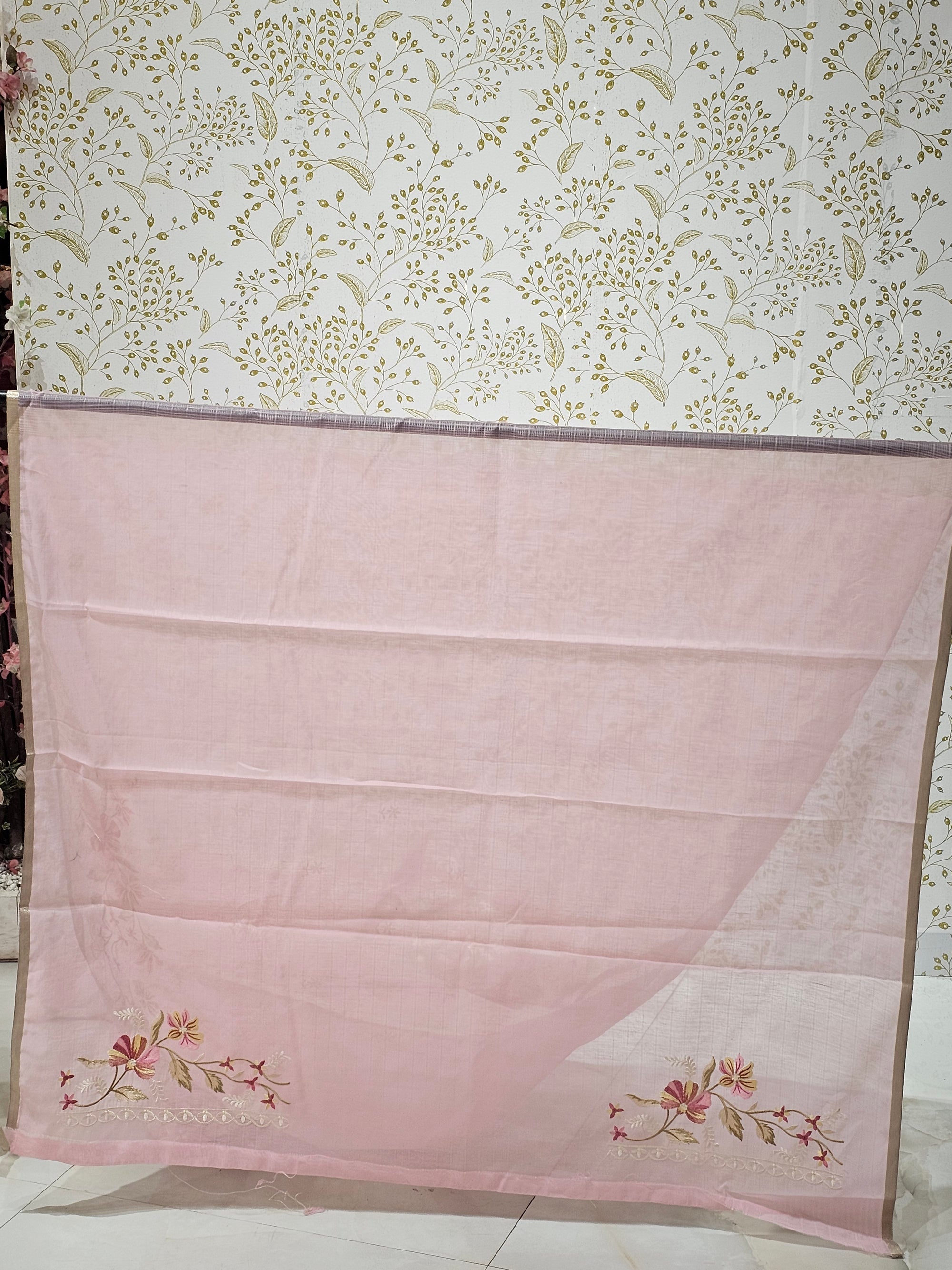 Kota Doriya Saree Floral Resham Embroidery Border with Designer Pallu
