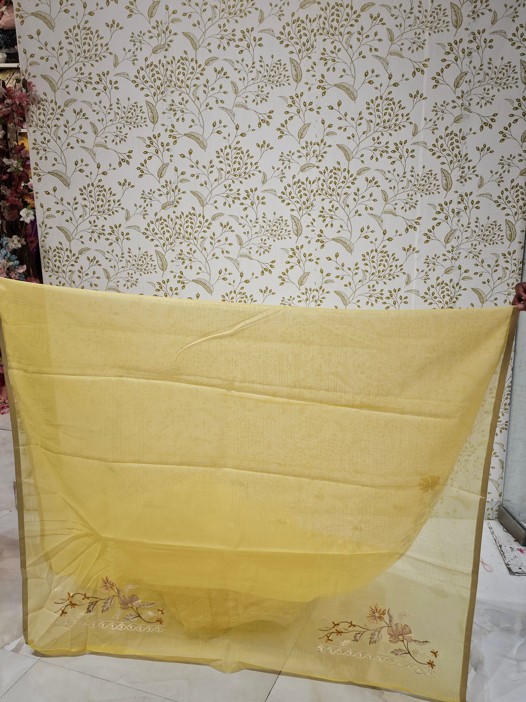 Kota Doriya Saree Floral Resham Embroidery Border with Designer Pallu