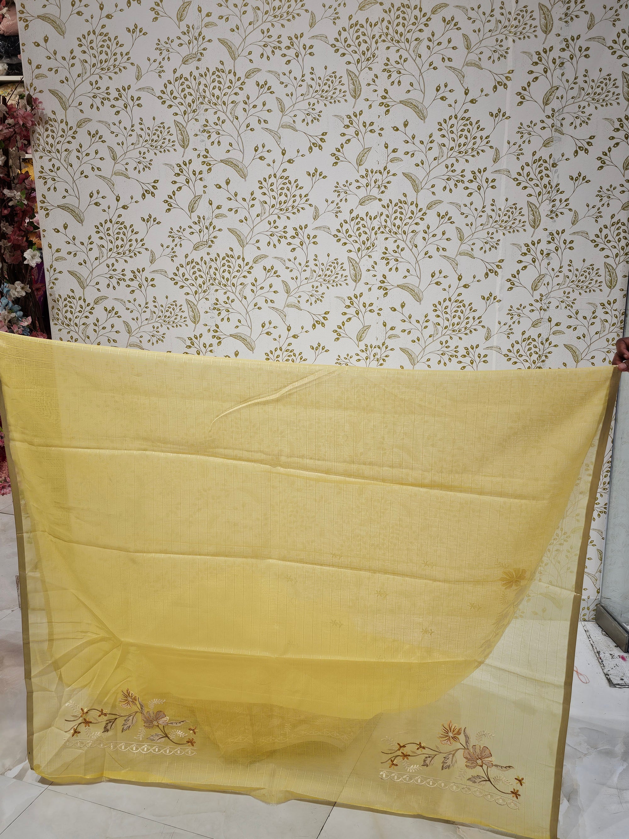 Kota Doriya Saree Floral Resham Embroidery Border with Designer Pallu