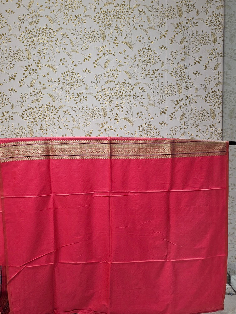 Banarasi Soft Silk Saree  Silver Golden Meenakari Jaal with Golden Jari Brocade Pallu