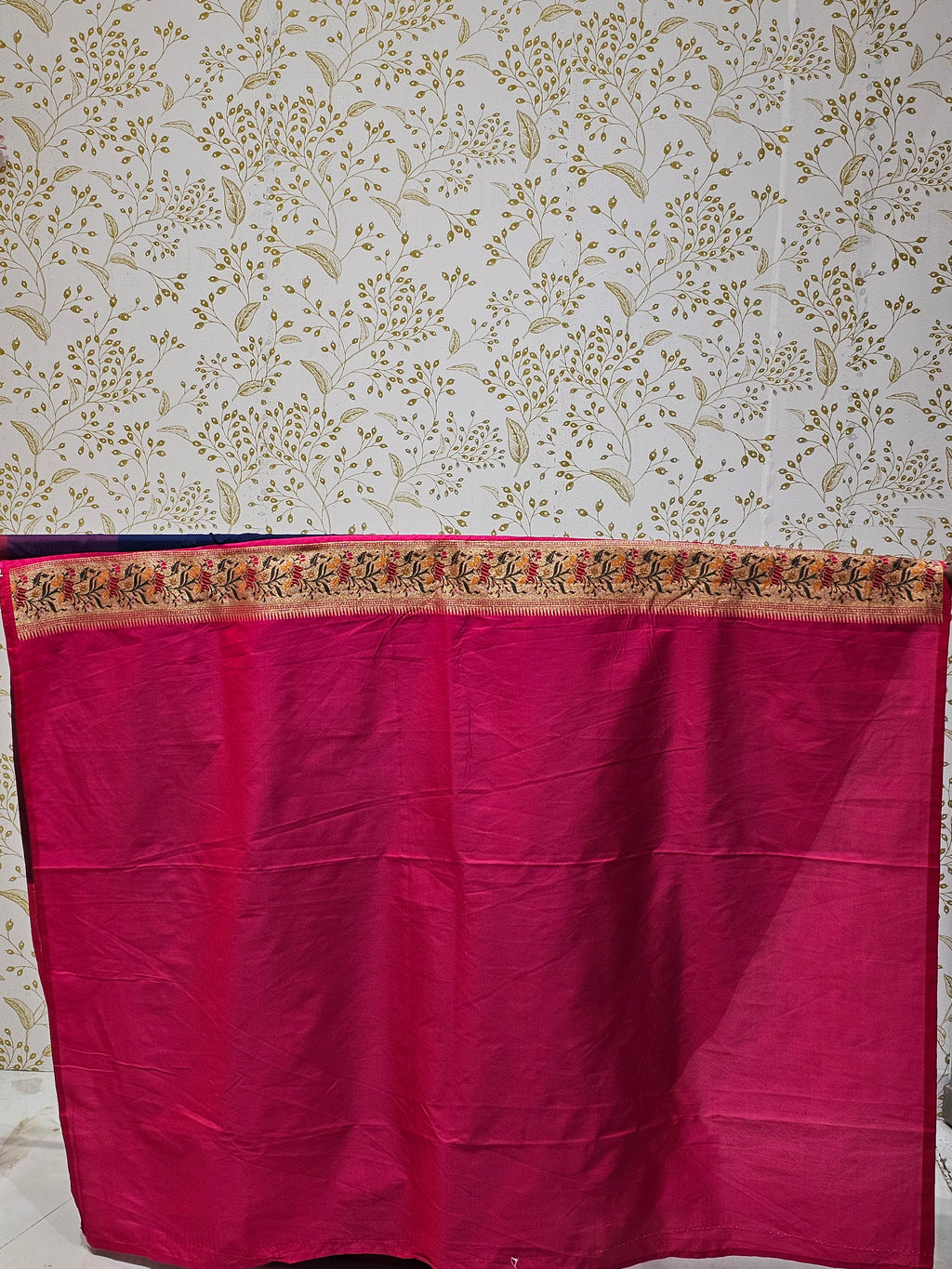 Banarasi Brocade Saree Tissue Silk with Multicolor Floral Border & Rich Pallu