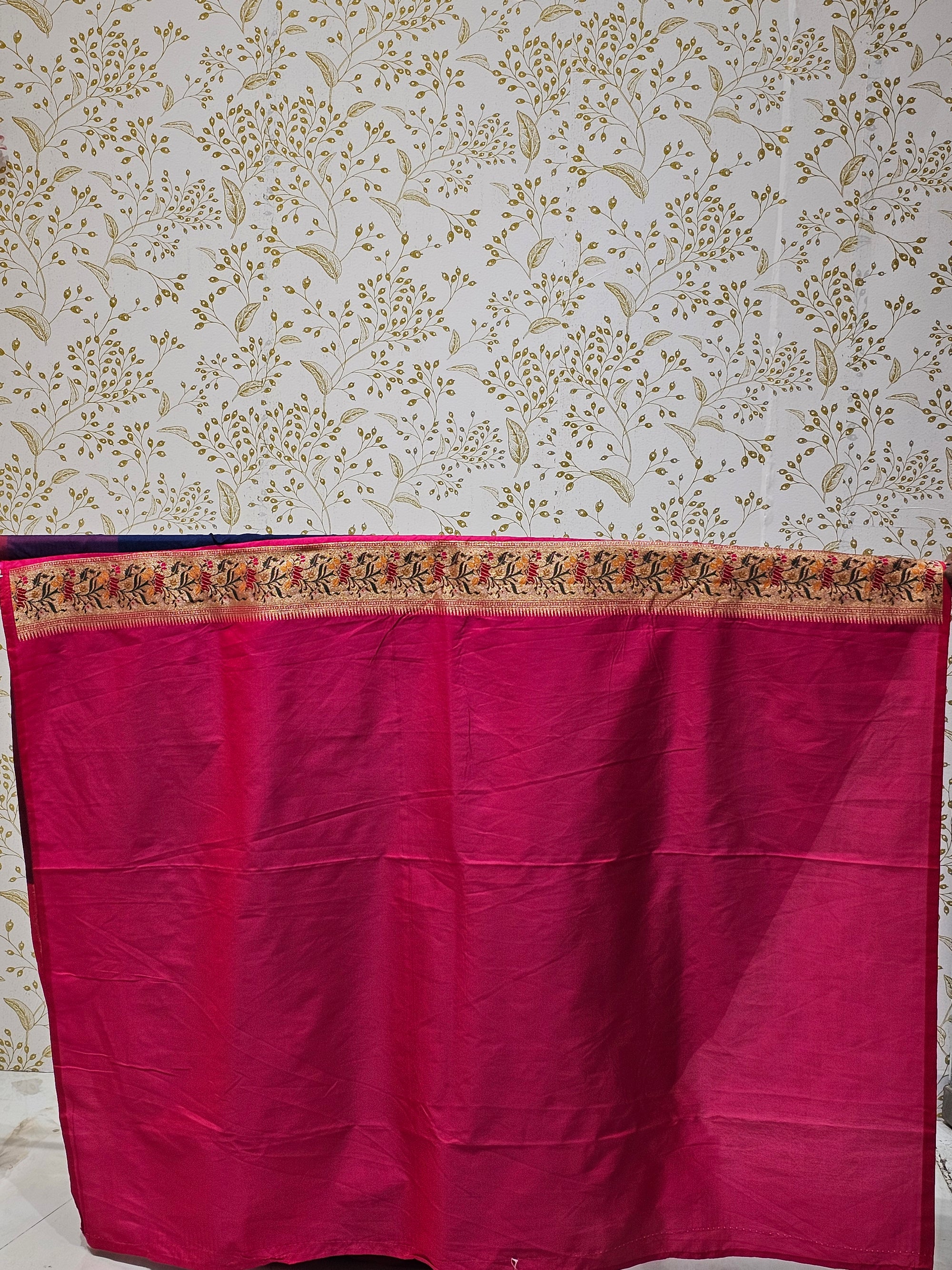 Banarasi Brocade Saree Tissue Silk with Multicolor Floral Border & Rich Pallu