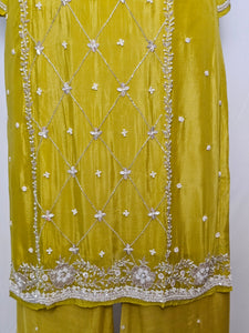 Chiffon Kurta Set with Cutdana & Pearl Handwork