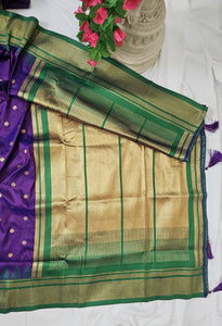Purple Semi-Silk Paithani Saree with Gold Zari Irkal Border & Tava Pallu  Wedding & Festive Wear