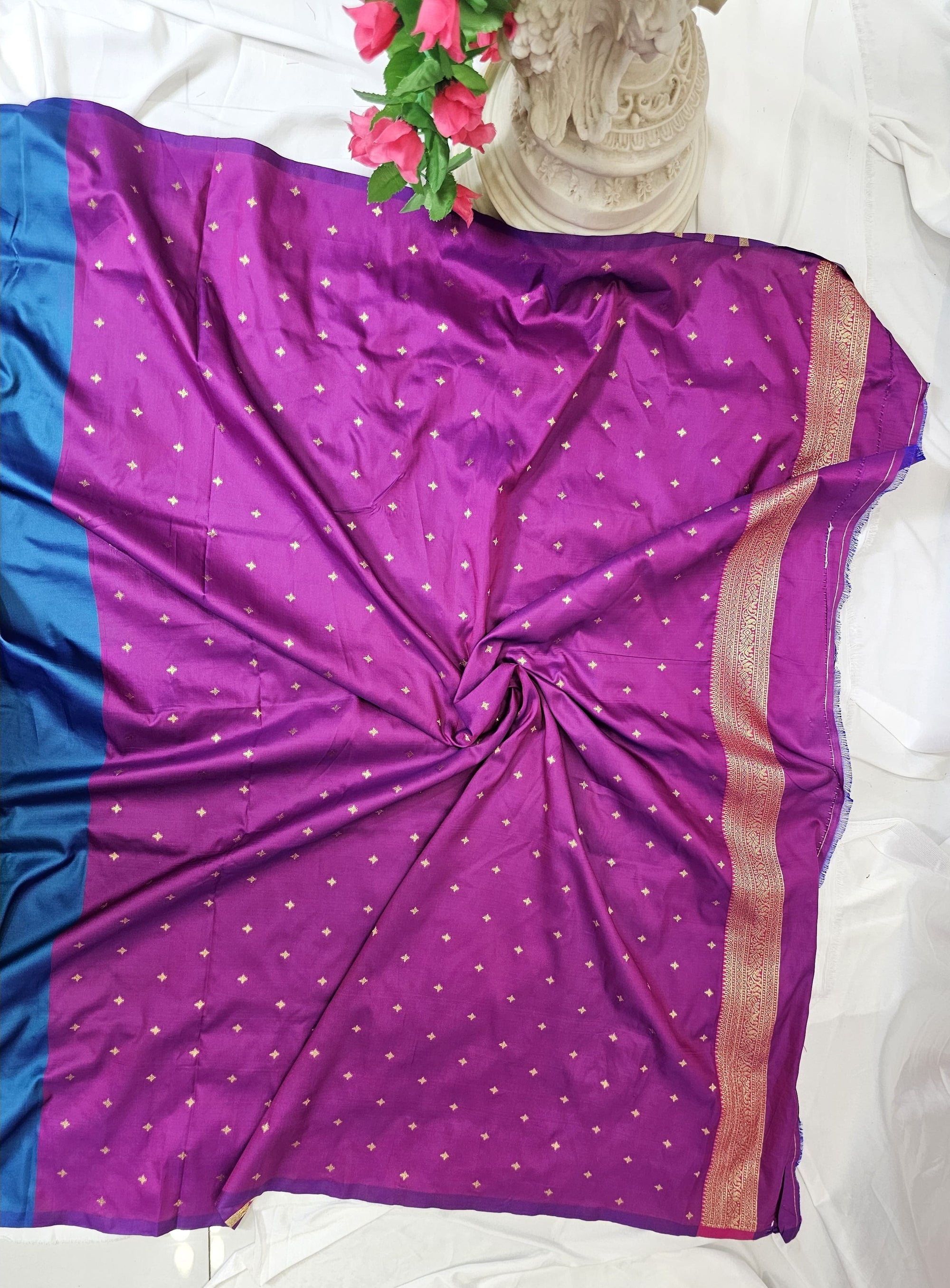 Navy Blue Semi-Silk Paithani Saree with Gold Zari Irkal Border & Tava Pallu  Wedding & Festive Wear