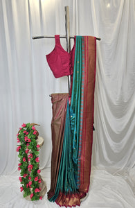 Sea Green Semi-Silk Paithani Saree with Gold Zari Irkal Border & Tava Pallu Wedding & Festive Wear