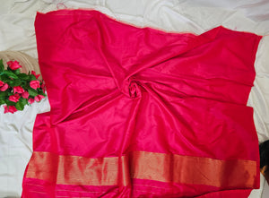 Rani Pink Soft-Silk/Semi-Silk Paithani Saree with Gold Zari Peacock & Narali Border – Wedding & Festive Wear