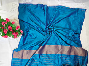 Royal Blue Soft-Silk/Semi-Silk Paithani Saree with Gold Zari Peacock & Narali Border  Wedding & Festive Wear