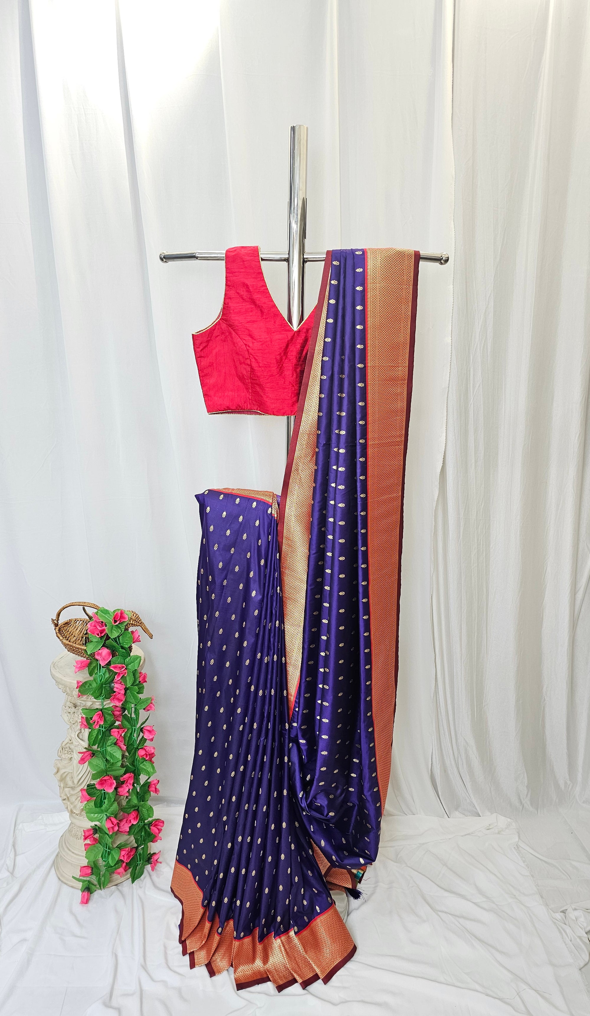 Purple Soft-Silk Paithani Saree with Gold Zari Narali Border & Paithani Pallu – Wedding & Festive Wear