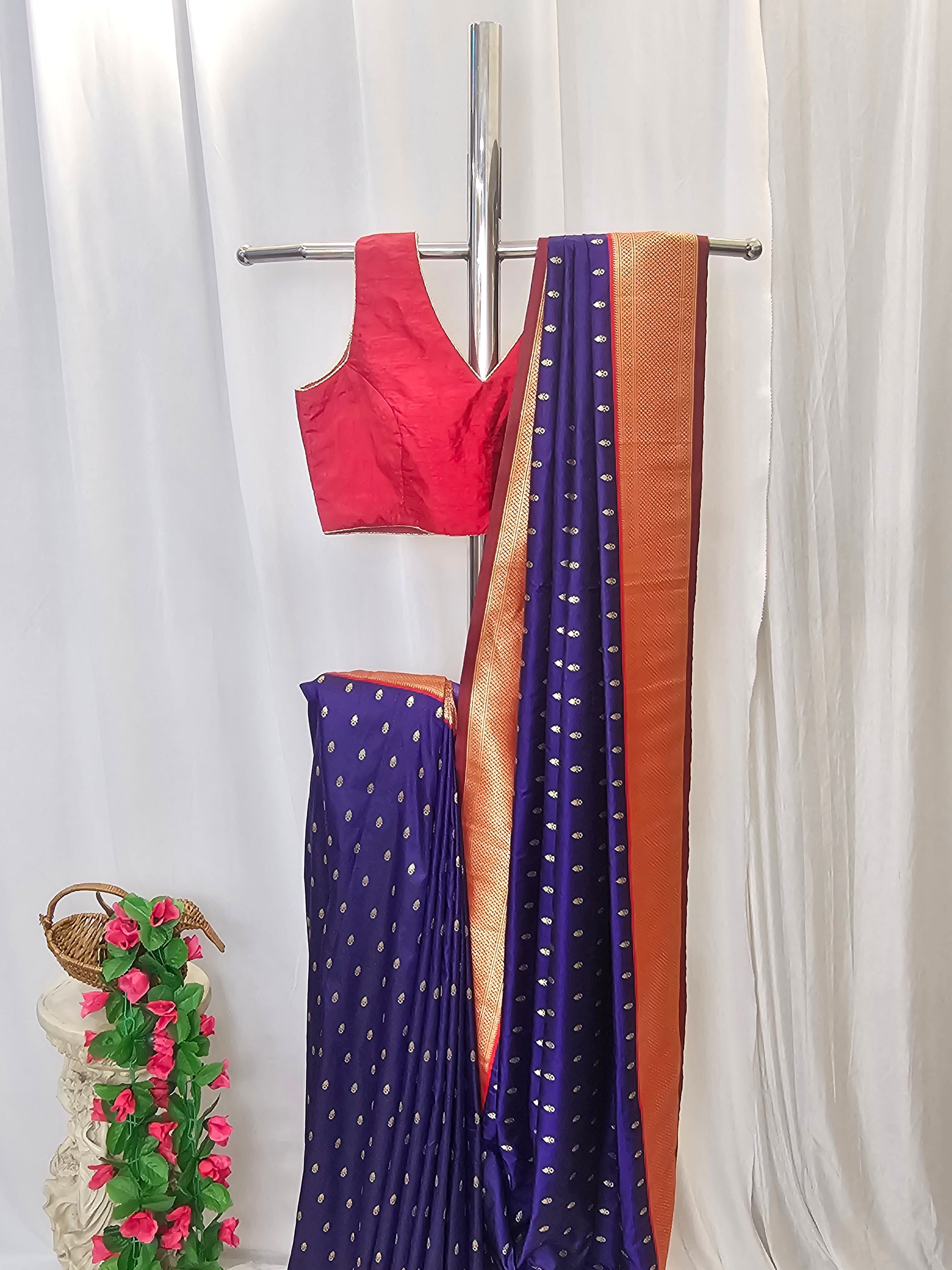 Purple Soft-Silk Paithani Saree with Gold Zari Narali Border & Paithani Pallu – Wedding & Festive Wear