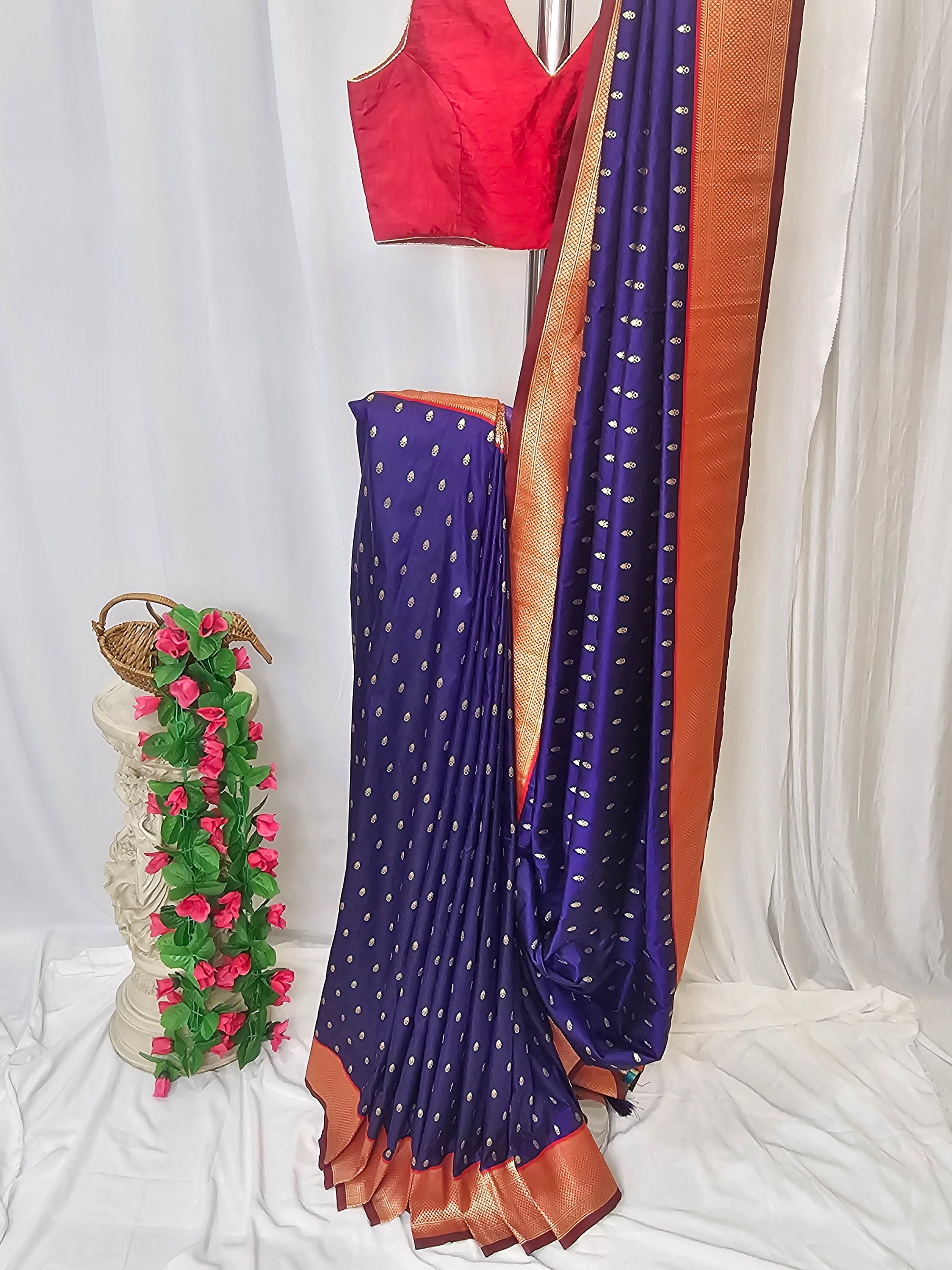Purple Soft-Silk Paithani Saree with Gold Zari Narali Border & Paithani Pallu – Wedding & Festive Wear