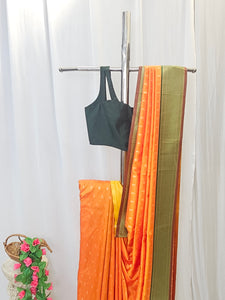 Orange Soft-Silk Paithani Saree with Gold Zari Narali Border & Paithani Pallu – Wedding & Festive Wear