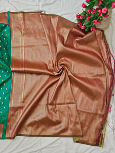 Rama Green Soft-Silk Paithani Saree with Gold Zari Narli Border & Paithani Pallu – Wedding & Festive Wear