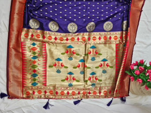 Purple Soft-Silk Paithani Saree with Gold Zari Narali Border & Paithani Pallu – Wedding & Festive Wear
