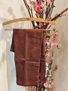 Brown Cotton Gauze Cord Set with Side Button Detail for Women
